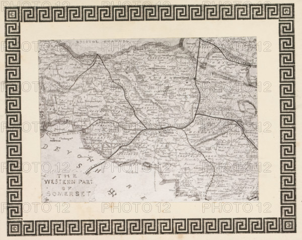 Photo reproduction of a print, depicting a map of West Somerset, reproduction, page,