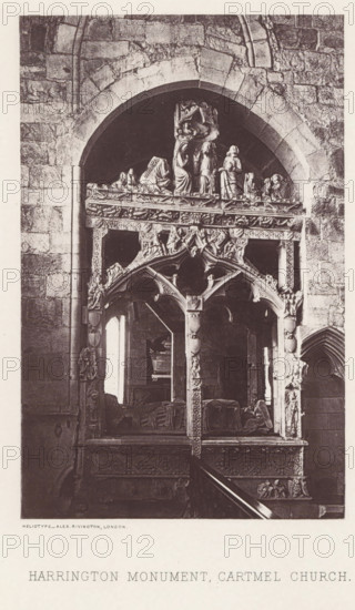 Harrington monument in the Cartmel Priory, Harrington monument, Cartmel church, page,