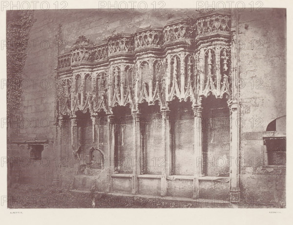 Furness Abbey_the sedilia, Sedilia in the ruins of Furness Abbey, page, photomechanical print,