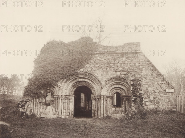 Chapter House, Haughmond Abbey, View of the ruins of the chapter house of Haughmond Abbey, page,