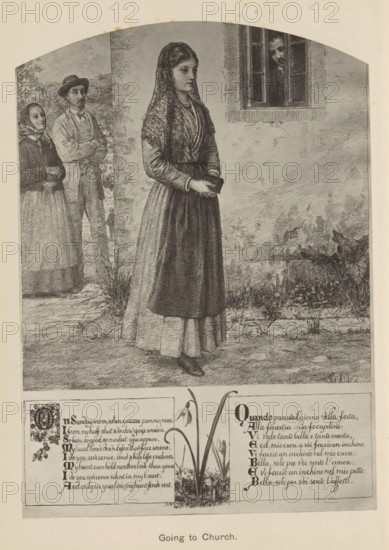 Going to church, photograph, reproduction, page, photographer: Frederick Hollyer, after drawing by