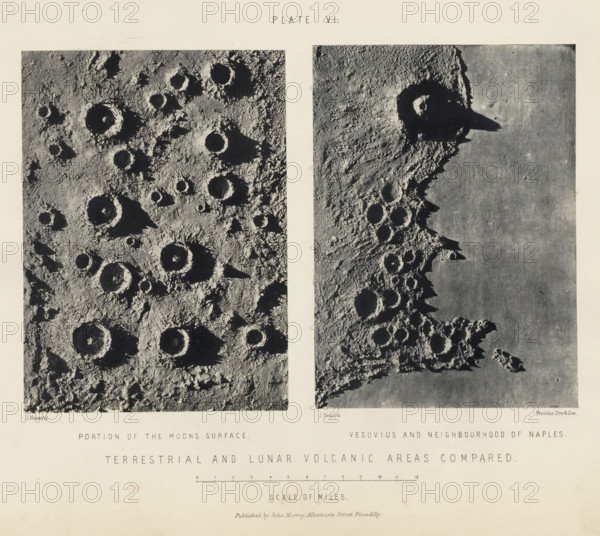 Terrestrial and lunar volcanic areas compared, page, photomechanical print, Left: a part of the