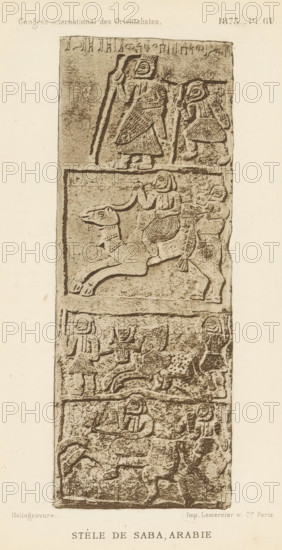 Bas-relief (presumably) on the Stela of Saba'a, Stele de Saba, Arabie, page, photomechanical print,
