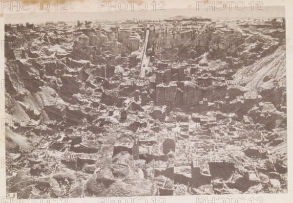 View of a diamond mine in South Africa, presumably near Kimberley, page, photomechanical print,