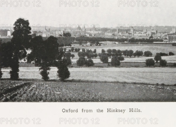Oxford from the Hinksey Hills, page, photomechanical print, inscription: ''That sweet city with her