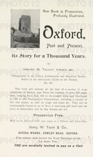 Old castle tower, page, photomechanical print, maker: Henry W. Taunt, Oxford, c. 1907 - in or