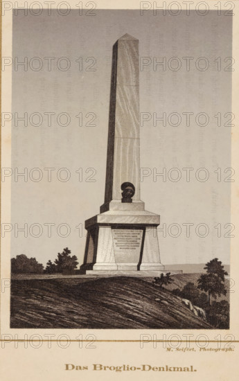Das Broglio-Denkmal, Photo reproduction of a print of the obelisk for the Broglio brothers in the