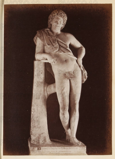 Resting Satyr by Praxiteles in the Capitoline Museums, photograph, page, Rome, c. 1850 - in or