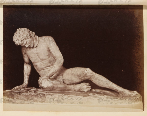 Sculpture The Dying Gaul in the Capitoline Museums, photograph, page, Rome, c. 1850 - in or before