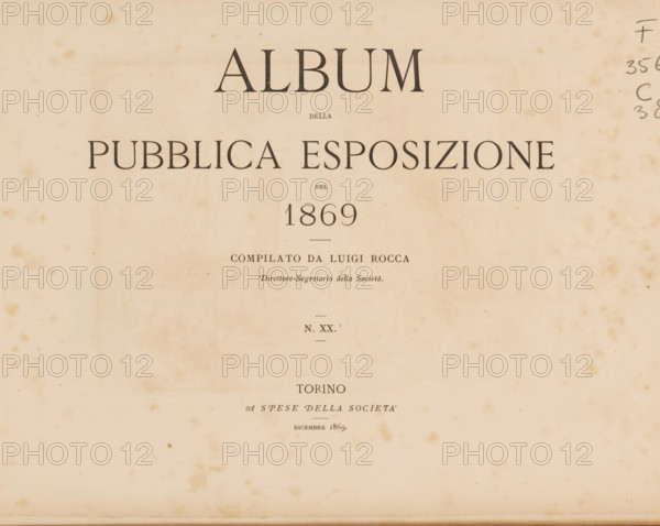 Album della pubblica esposizione del 1869, book, compiler (person in literature): Luigi Rocca,