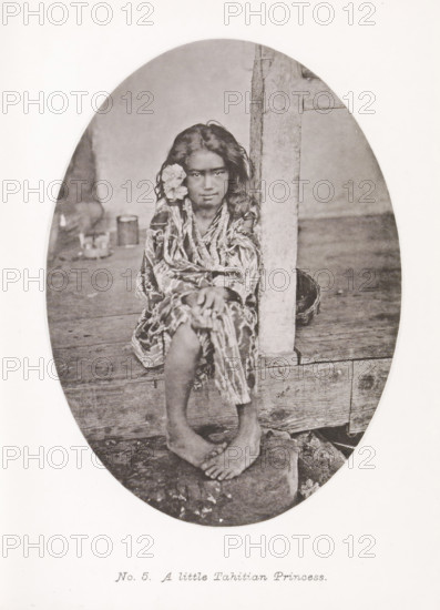 A little Tahitian Princess, Portrait of an unknown girl from Tahiti, page, photomechanical print,