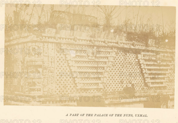 A part of the palace of the nuns, Uxmal, photograph, page, c. 1870 - in or before 1880,