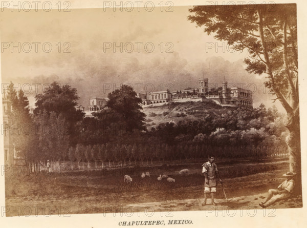 Chapultepec, Mexico, photograph, reproduction, page, after print by anonymous, c. 1870 - in or