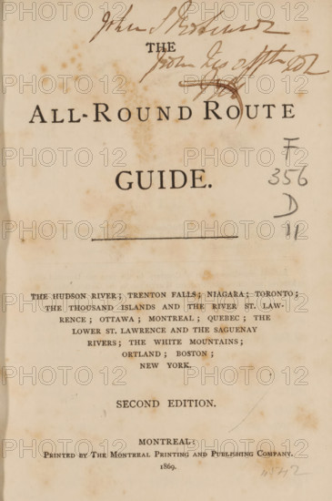 All-round route guide, book, inscription: 'John S Ro... from Lis ...', publisher: Montreal Printing