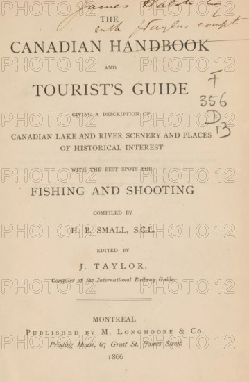 The Canadian handbook and tourist's guide, book, inscription: 'James Walsh & Ruth Hayl... compt',