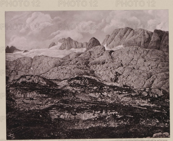 Das Carls-Eisfeld von der Ochsenwieshöhe, View of the Hallstätter Glacier, page, photomechanical