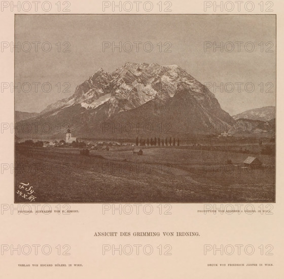 Ansicht des Grimming von Irdning, View of the Grimming, page, photomechanical print, number: 'XV.',