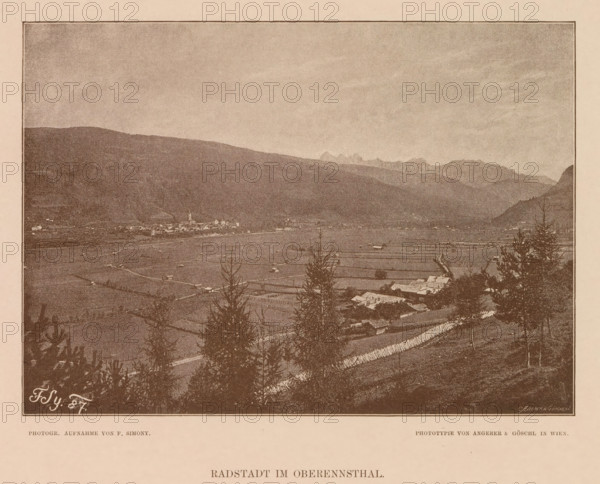 Radstadt im Oberennsthal, View of Radstadt, page, photomechanical print, number: 'XVI.',