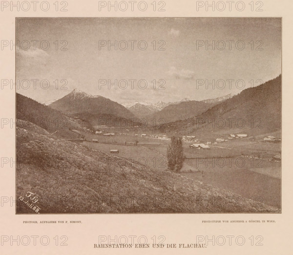 View of Flachau, Bahnstation eben und die Flachau, page, photomechanical print, number: 'XVII.',