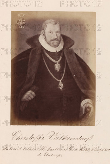 Christoffer Valkendorf, Photographic reproduction of a painting, depicting a portrait of