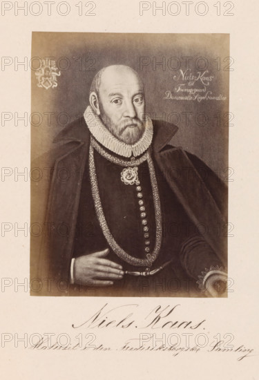 Photo reproduction of a painting depicting a portrait of Niels Kaas, Niels Kaas, photograph,