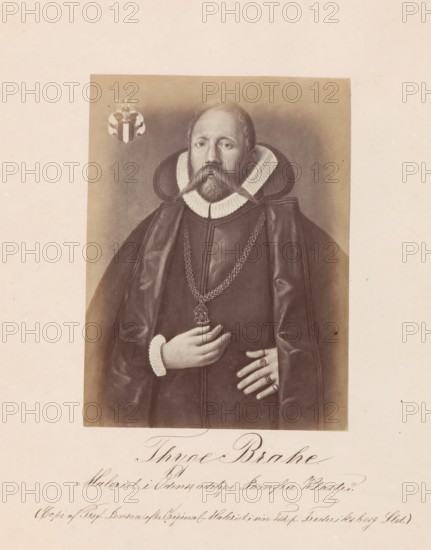 Photo reproduction of a painting depicting a portrait of Tycho Brahe, Thyge Brahe, photograph,