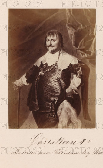 Photographic reproduction of a painting, depicting a portrait of King Christian IV of Denmark,