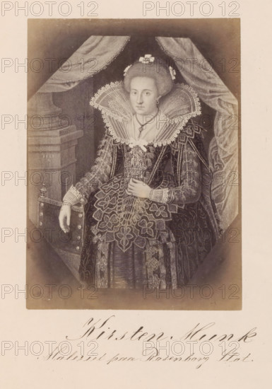 Photo reproduction of a painting depicting a portrait of Kirsten Munk, Kirsten Munk, photograph,