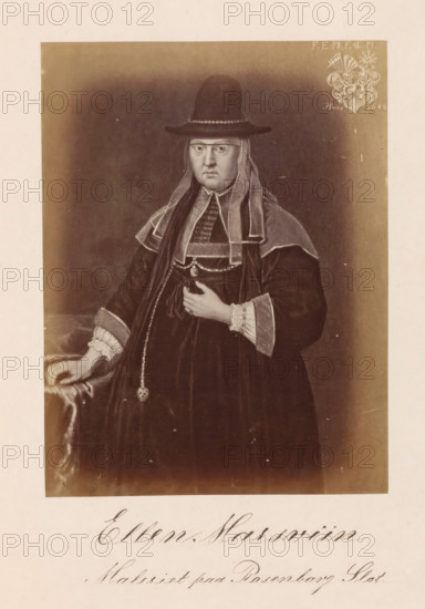 Photo reproduction of a painting depicting a portrait of Ellen Marsvin, Ellen Marsviin, photograph,