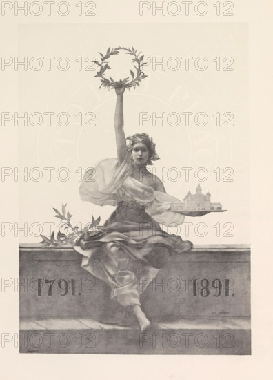 Photo reproduction of a drawing, (presumably) depicting a personification of the Czech Republic
