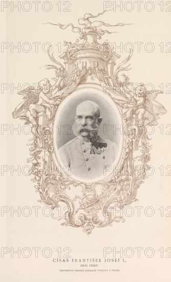 Císar František Josef I, Portrait of Emperor Franz Joseph I of Austria, page, photomechanical
