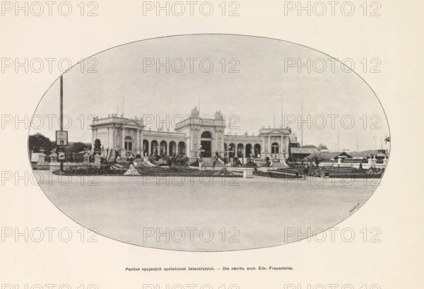 Pavilon spojených spolecnosti zelezarských.- Dle návrhu arch. Edv. Frauenfelda, Exterior of a
