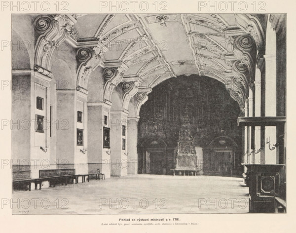 Pohled do vystavni mistnosti z r. 1791, Interior of the Clementinum in Prague, page,
