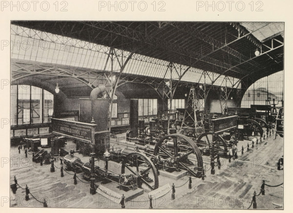 Instalace strojovny. Pohled smear k vychodnimu vchodu, Interior of an engine room, page,