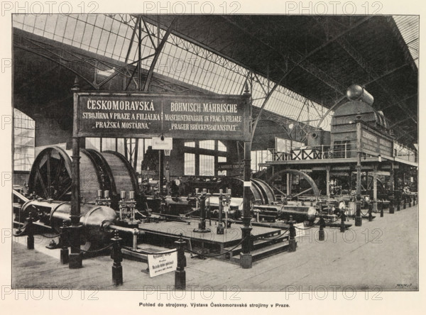 Interior of an engine room with an exhibition of Czech-Moravian machines, Pohled do strojovny.