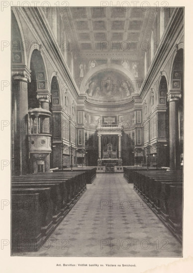 Ant. Barvitius: Vnitrek basiliky sv. Václava na Smichove, Interior of the Church of St. Wenceslas