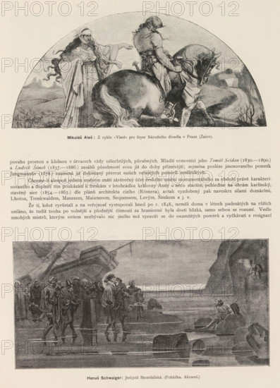 Mikulas Ales, Hanus Schwaiger, Two photoreproductions of paintings, depicting a woman showing a man