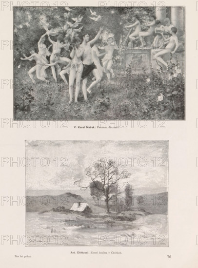 August Nemejc, Rudolf Vácha, Two photo reproductions of paintings, depicting a portrait of Eleonóra