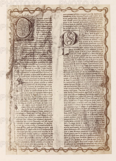 Photo reproduction of the first page of the Catholicon, photograph, reproduction, page, number: