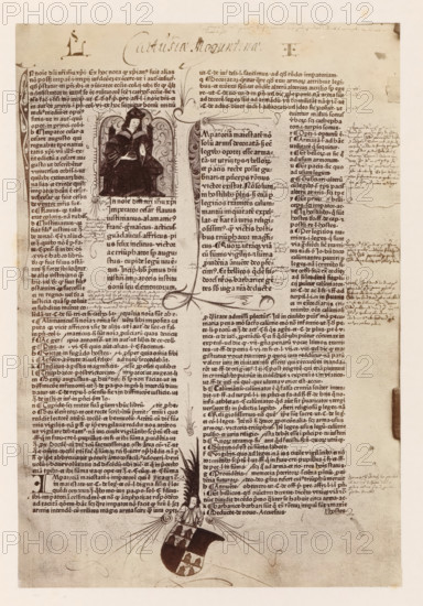 Photo reproduction of a page of the Institutes of Justinian, photograph, reproduction, page,
