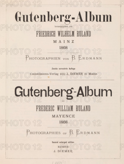 Gutenberg-Album, book, photographer: B. Erdmann, publisher: Jakob Diemer, Mainz, compiler (person