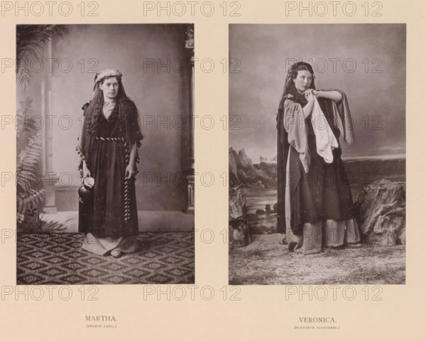 Martha, Veronica, page, photomechanical print, inscription: 'Gemeinde Oberammergau Passionsspiel