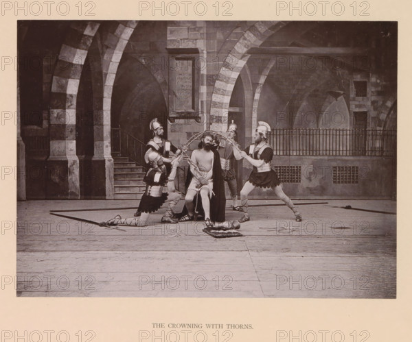 The crowning with thorns, page, photomechanical print, inscription: 'Gemeinde Oberammergau