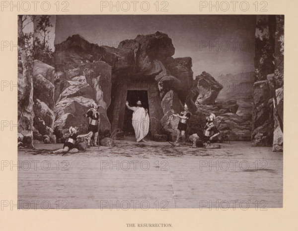 The resurrection, page, photomechanical print, inscription: 'Gemeinde Oberammergau Passionsspiel