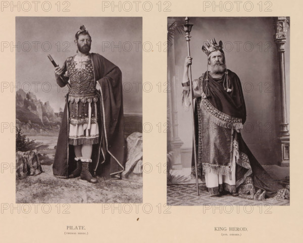 King Herod (Joh. Diemer), Pilate (Thomas Rendl.), page, photomechanical print, inscription:
