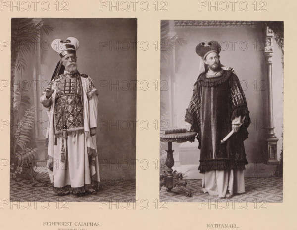 Nathanael, Highpriest Caiaphas, page, photomechanical print, inscription: 'Gemeinde Oberammergau