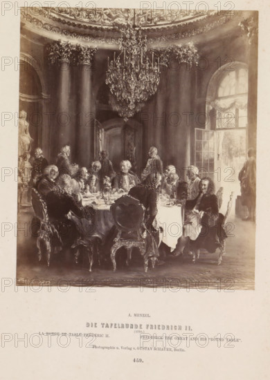 The Round Table of Frederick II, Photographic reproduction of a painting of Frederick the Great at
