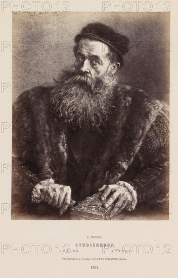 Studienkopf, Photographic reproduction of a portrait of an unknown man with a beard by Adolf