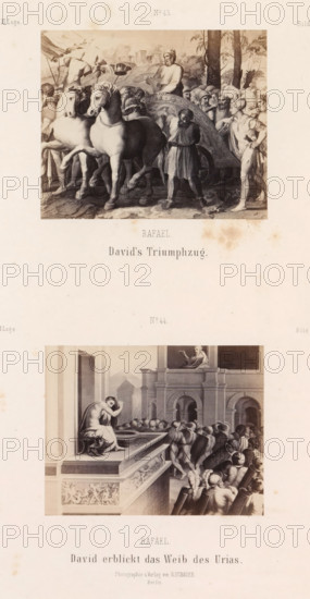 Photo reproductions of prints after frescoes depicting David's Triumphal Procession and David