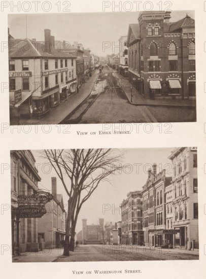 View of Essex Street and Washington Street in Salem, View on Essex Street. View on Washington